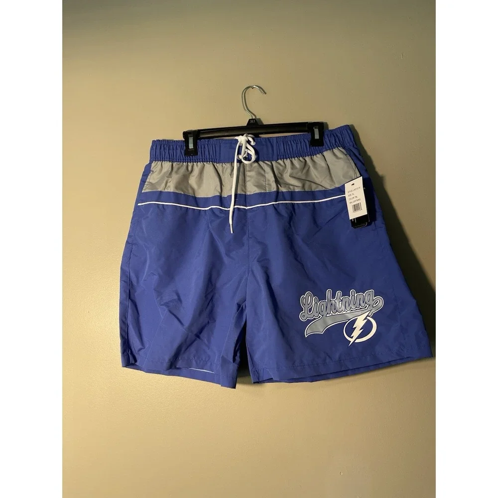Tampa Bay Lightning Starter Freestyle Volley Swim Shorts Blue Size XL New